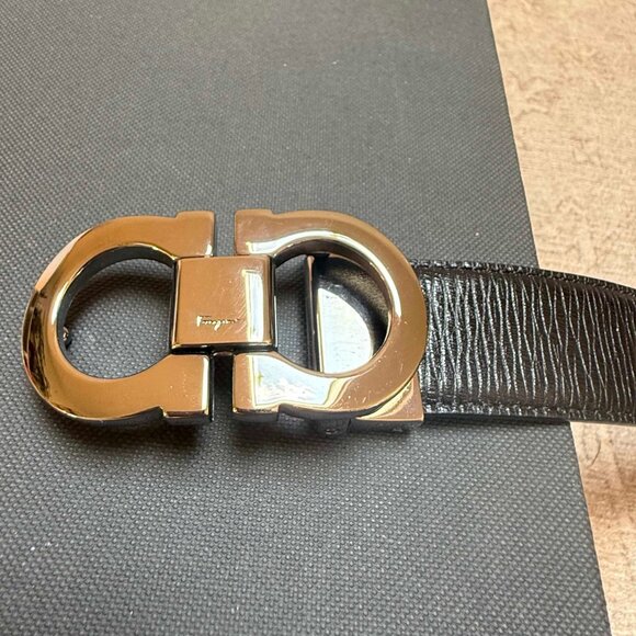 Men's Salvatore Ferragamo Reversible Leather Belt – Black/Brown, Size 31 - Picture 9 of 13